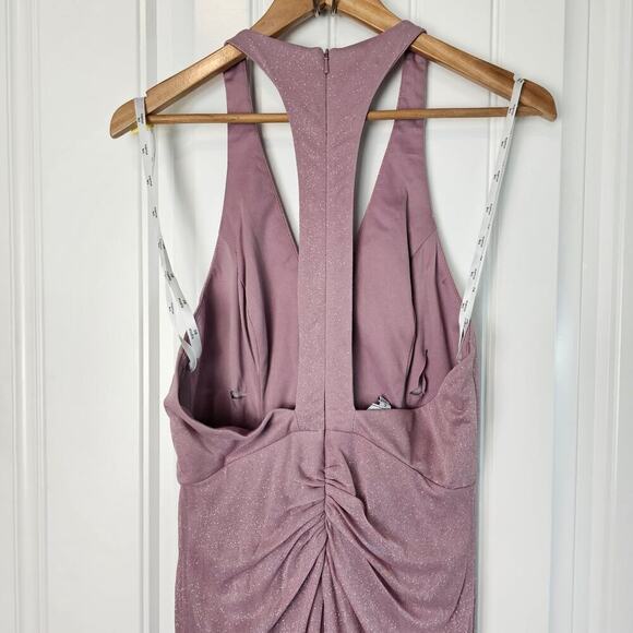 David's Bridal Glitter Knit Dress Womens Size 6 Wrap Prom Formal Wedding Maxi - Picture 7 of 13